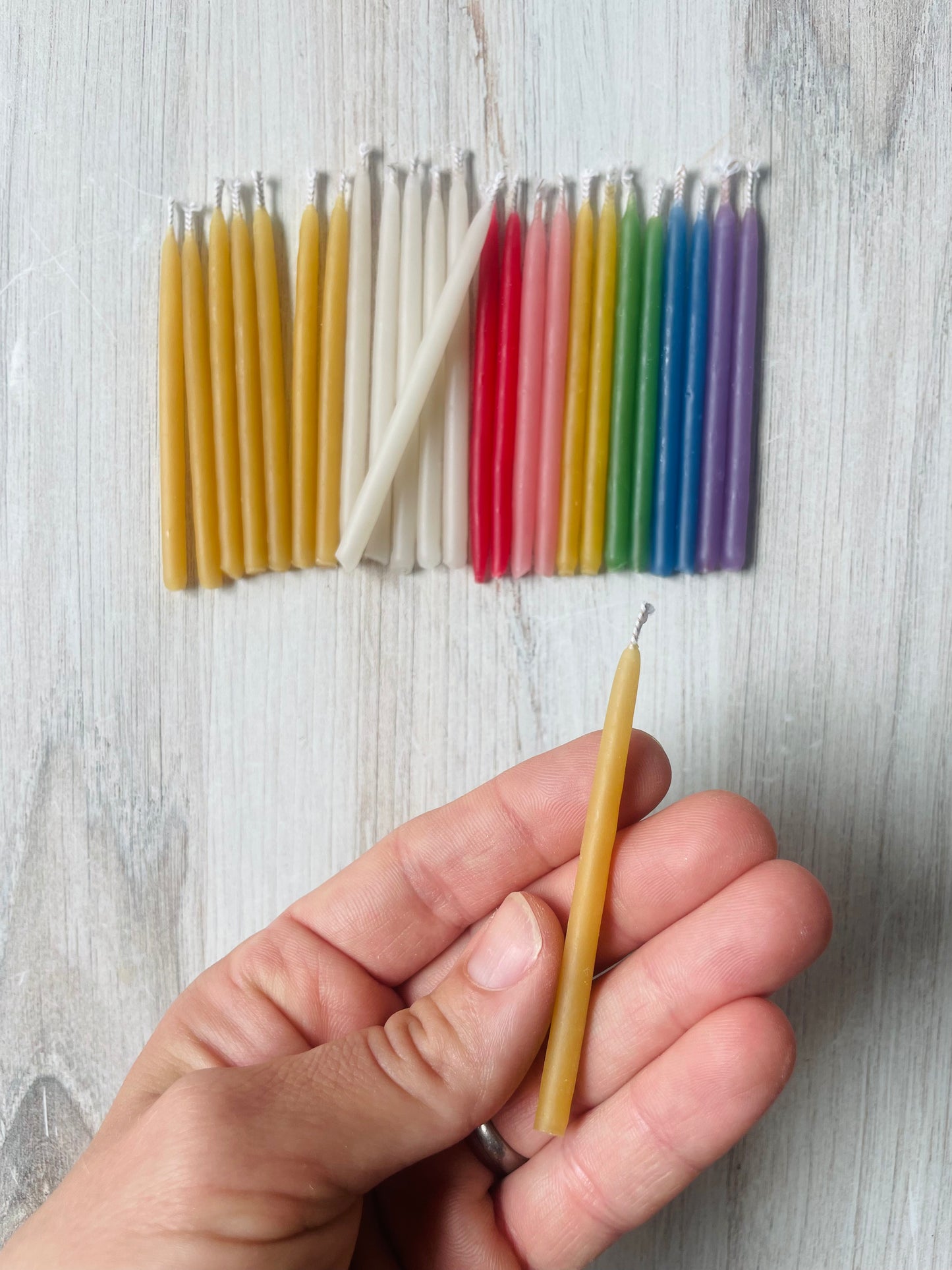 Mini Hand-Dipped Bees Wax Birthday Candles
