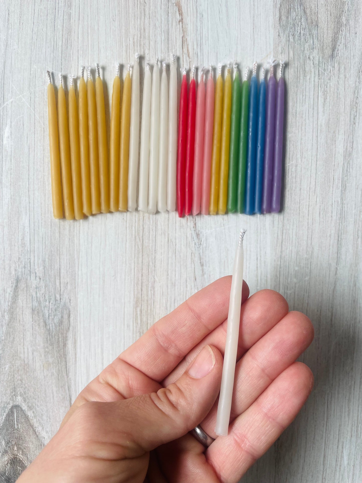 Mini Hand-Dipped Bees Wax Birthday Candles