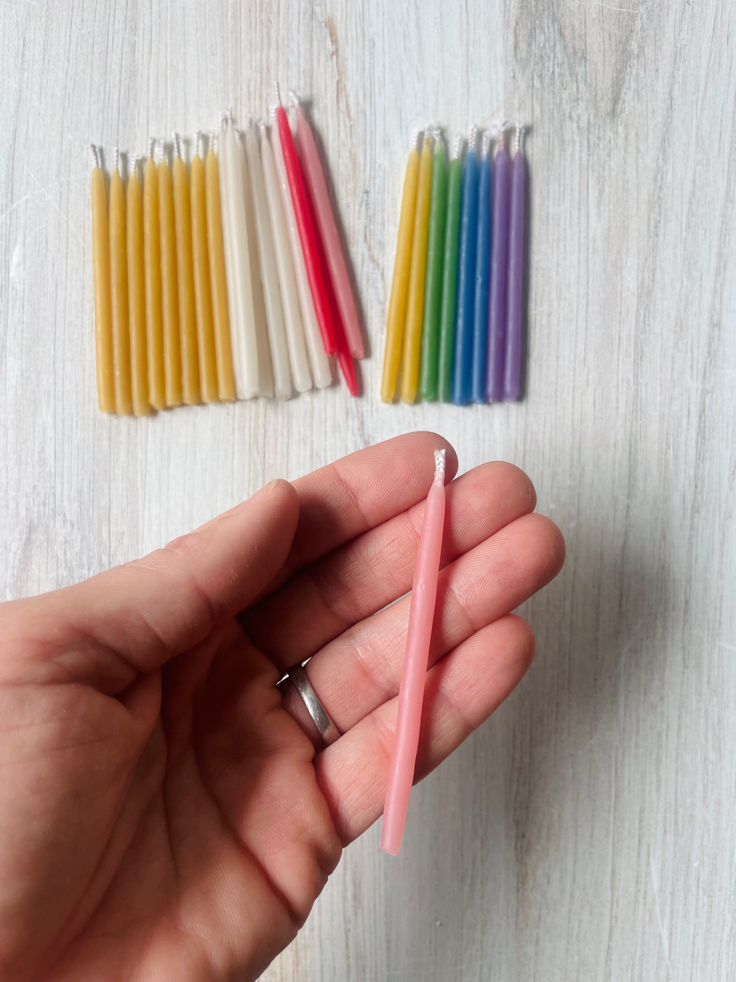 Mini Hand-Dipped Bees Wax Birthday Candles