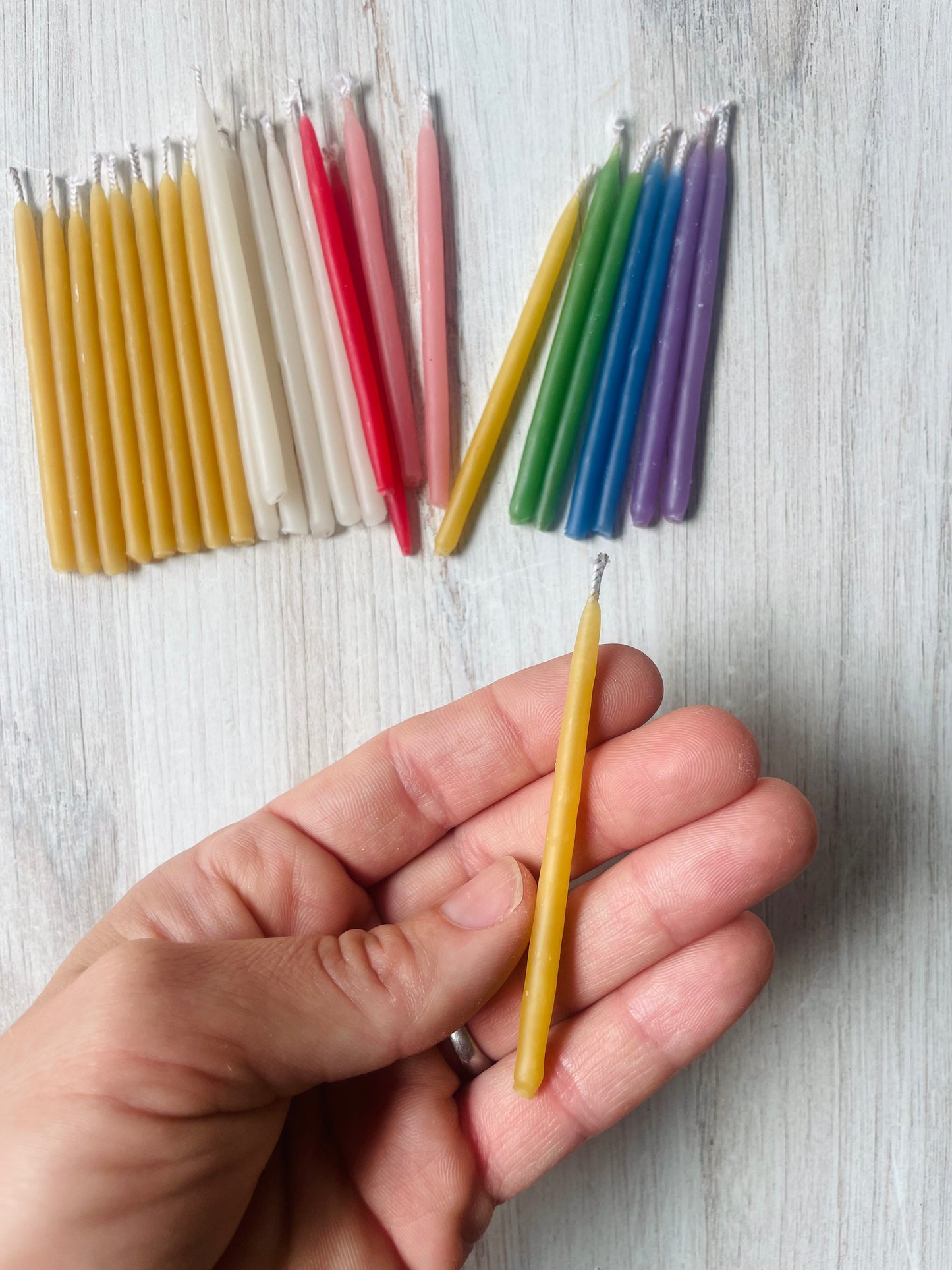 Mini Hand-Dipped Bees Wax Birthday Candles