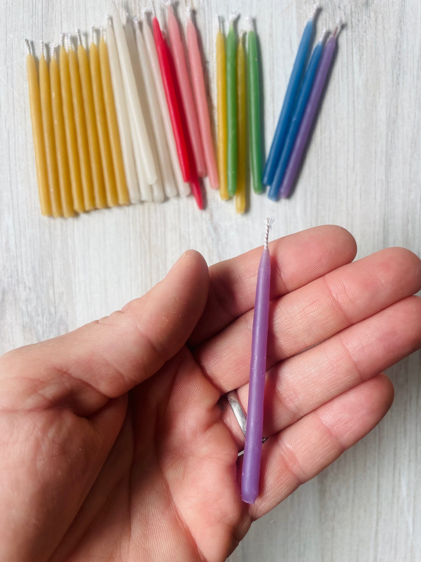 Mini Hand-Dipped Bees Wax Birthday Candles
